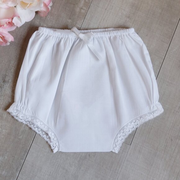 White Dress Feltman Brothers Friedknit Pink Embroidery Special Diaper Cover NWOT - Picture 3 of 9